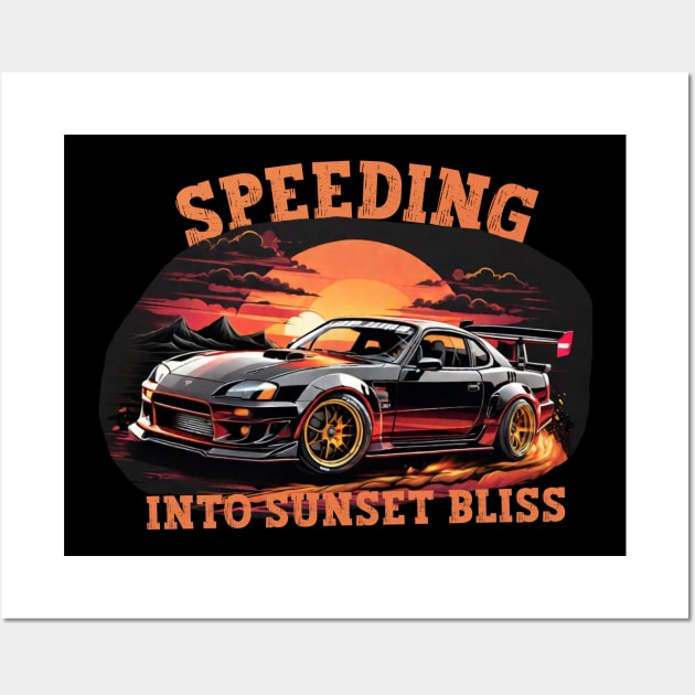 Speeding Into Sunset Bliss Car Wall Art by Relax and Carry On